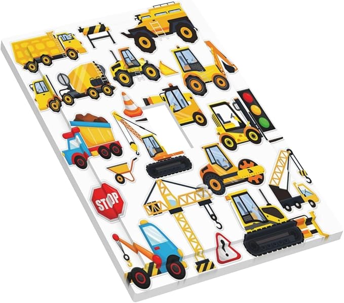 Yellow Truck Cartoon Transportation 1 Gang Light Switch Cover Decorative Single Toggle Wall Plate Switchcovers Electrical Switchplate Home Decor for Kidroom Living Room Bedroom Decorate