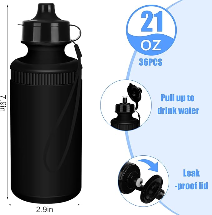 Zubebe 36 Pcs Sports Water Bottles Bulk Squeeze Reusable Bpa-free Plastic Water Bottles End of the Year Gifts Summer Gifts for Students School Travel Hiking Cycling Event Team Gift