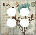 Rustic Elegant Teal Tulip Bible Inspirational Quote Outlet Covers 2 Gang Double Duplex Decorative Light Switch Covers Electrical Wallplates Socket Faceplate for Farmhouse Bedroom Decor