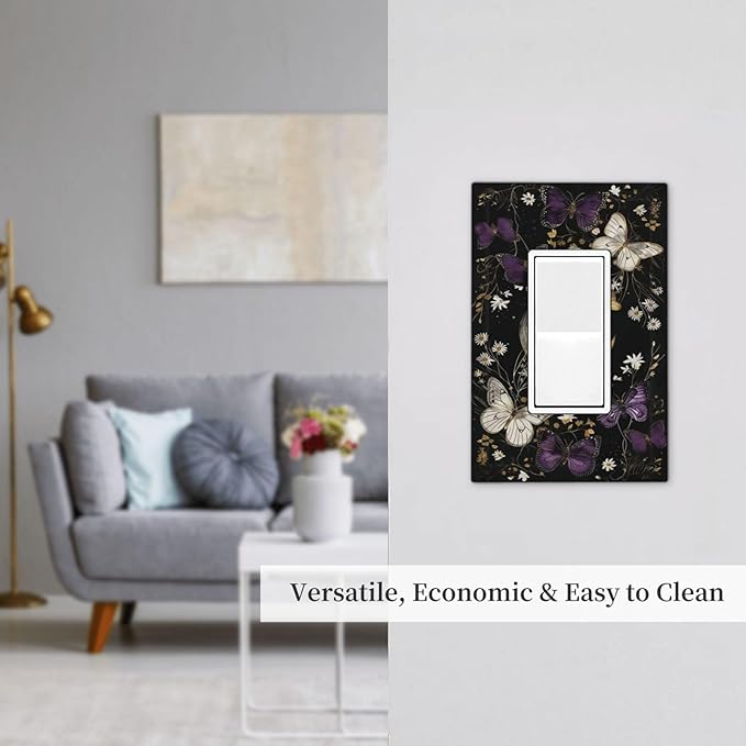 Decorative Outlet Covers Boho Crescent Moon Butterfly 1 Gang Single Rocker Light Switch Cover Plate GFCI Wall Plates Electrical Switch Plate Cover for Bedroom Home Decor