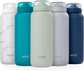 Ello Cooper 22oz Stainless Steel Water Bottle with Straw and Carry Handle, Double Walled and Vacuum Insulated Metal, Leak Proof Locking Lid with Soft Silicone Spout, Reusable, BPA Free, Sage