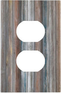 Outlet Covers Vintage Blue Grey Wood Plank 1 Gang Duplex Light Switch Cover Plate Rustic Country Decorative Wall Plates Electrical Switchplate Receptacle Cover for Farmhouse Home Decor