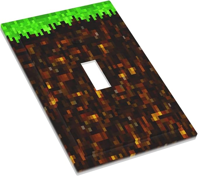 Outlet Covers Pixel Grass Block 1 Gang Duplex Light Switch Cover Plate Decorative Wall Plates Electrical Switchplate Receptacle for Kids Room Home Decor（2 Pack）