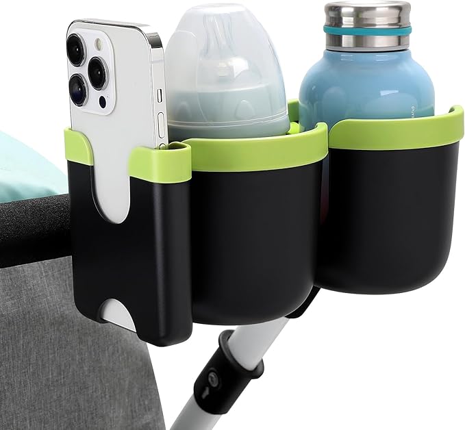 Accmor Stroller Cup Holder with Phone Holder, Bike Cup Holder, Universal Cup Holder for Uppababy Nuna Doona Strollers, 2-in-1 Cup Phone Holder for Stroller Bike Accessory