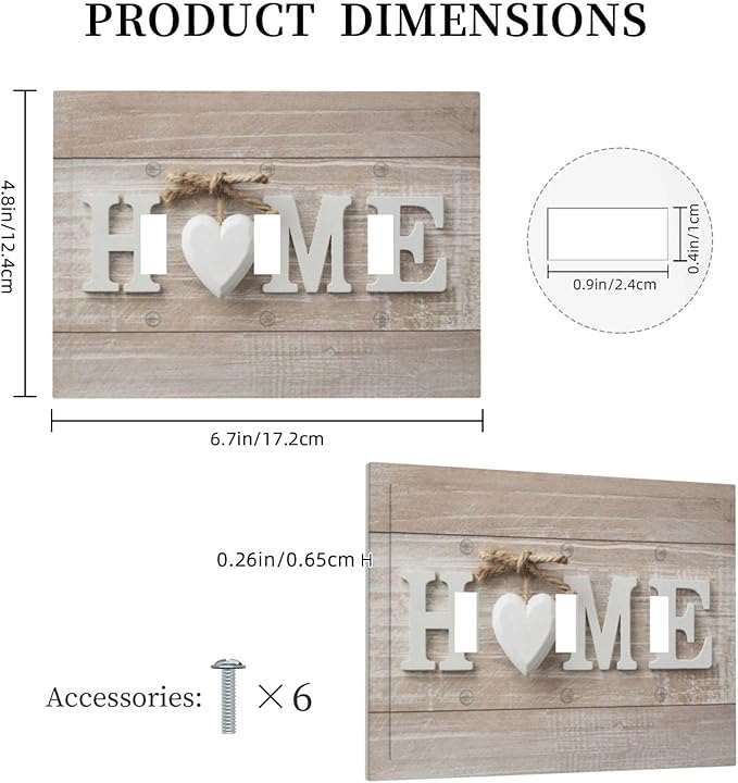 Farm Country Love Home Wood Print 3 Gang Light Switch Plate Decorative Triple Toggle Wall Plate Cover Electrical Faceplate Switch Face Plate