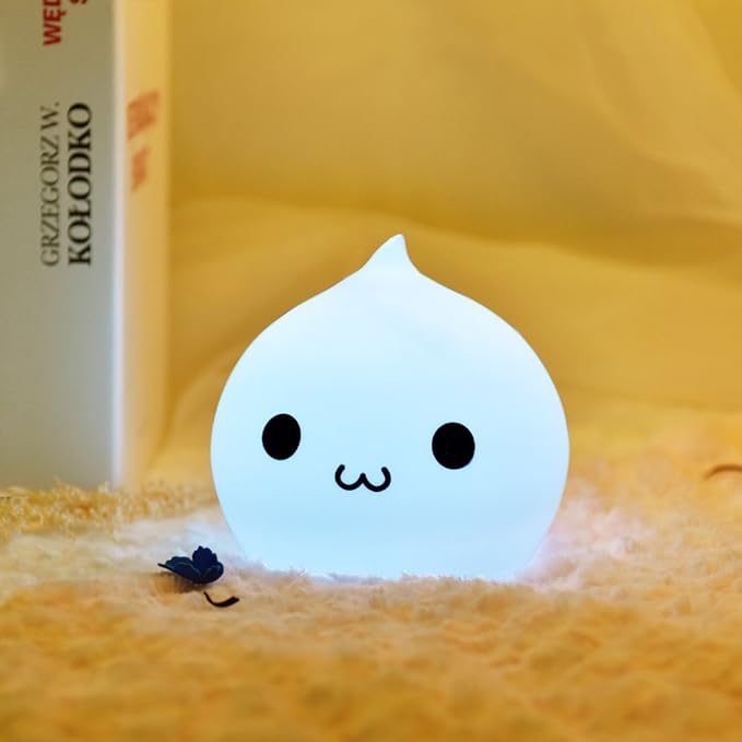 Portable Silicone LED Cartoon Night Light for Kids USB Rechargeable, Warm/White Light, 7-Color Changeable Light, Cute Children Night Lamp for Baby, Bedroom and Nursery (Water Drop)