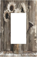 Rustic Floral Country Sunflower Daisy Old Wooden Boards Decorative Outlet Covers 1 Gang Single Rocker Light Switch Cover Plate Wall Plates GFCI Faceplate for Farmhouse Home Decor