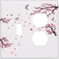 Pink Watercolor Cherry Blossom Flowe Tree Branch Floral Wallplates 1 Toggle 1 Duplex Switch Plate Electrical GFCI Faceplate Decorative Light Switch Covers for Bedroom Living Room Decor