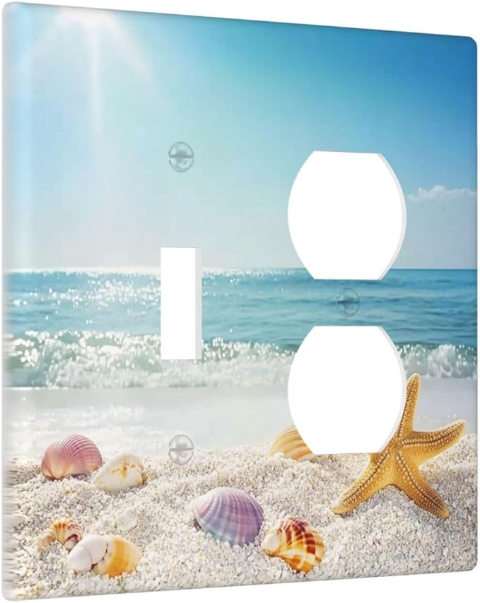 Wallplates Summer Beach Colorful Seashell Starfish 1 Toggle 1 Duplex Switch Plate Electrical Gfci Faceplate Decorative Light Switch Covers For Kids Room Nursery Decor
