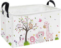 Essme Rectangular Animal Baskets,Pink Storage Basket with Handles for Girls Room Decor,Cute Storage Bin（Pink animal）