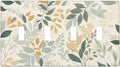 Boho Watercolor Leaves Quad Toggle Light Switch Cover Watercolor Green Botanical 4 Gang Wall Plate Decorative Electrical Switchplates Covers for Country Bathroom Bedroom Kitchen Decor