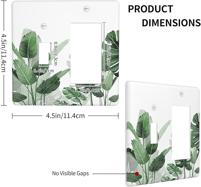 Outlet Covers Boho Tropical Plant Natural Palm Leaf 1 Toggle 1 Rocker Combination Decorative Wall Plate Electrical Switch Plates Light Switch Cover Plate For Bed Room Living Room Decor