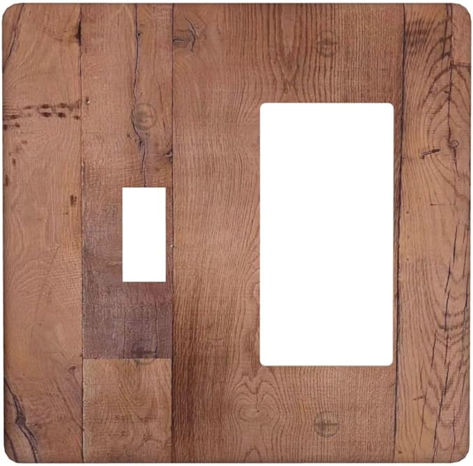 Rustic Brown Dark Wood Texture Printing Outlet Covers 1 Toggle 1 Rocker Combination Decorative Wall Plate Electrical Switch Plates Light Switch Cover Plate For Farmhouse Cabin Decor