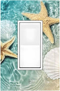 Decorative Outlet Covers Beach Starfish Ocean Conch Cameo Shell 1 Gang Single Rocker Light Switch Cover Plate Wall Plates Gfci Faceplate For Decor Kids Room Decor