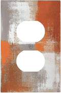 Orange Grey Abstract Art Oil Painting Outlet Covers 1 Gang Duplex Light Switch Cover Decorative Switch Plates Electrical Receptacle Faceplate Wall Plate For Home Farmhouse Decor