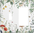 Outlet Covers Sage Plant Red Mushroom Butterfly Wild Flower 1 Toggle 1 Rocker Combination Decorative Wall Plate Electrical Switch Plates Light Switch Cover Plate For Bed Room Kids Room