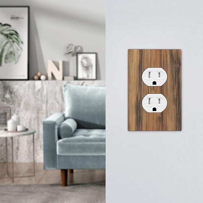 Outlet Covers Vintage Rustic Country Brown Wood 1 Gang Duplex Light Switch Cover Decorative Switch Plates Electrical Receptacle Faceplate Wall Plate For Farmhouse Cabin Decor