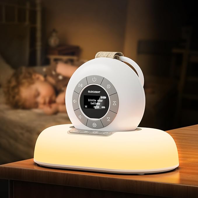 Glocusent White Noise Machine with Night Light, 62 Soothing Sounds & 9 Colors Night Light Portable Sound Machine - Baby Sound Machine for Sleeping, Noise Canceling for Home Office Travel