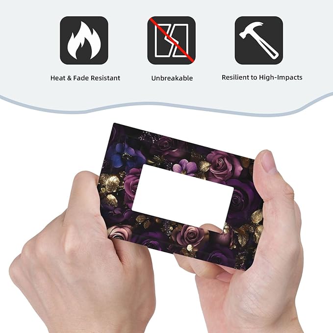Decorative Light Switch Cover Plate with Luxurious Purple Roses Gold Accents Leaves Design 1 Gang Rocker Outlet Covers Single Decora Gfci Device Wall Plate for Romantic Bedroom/Living Room