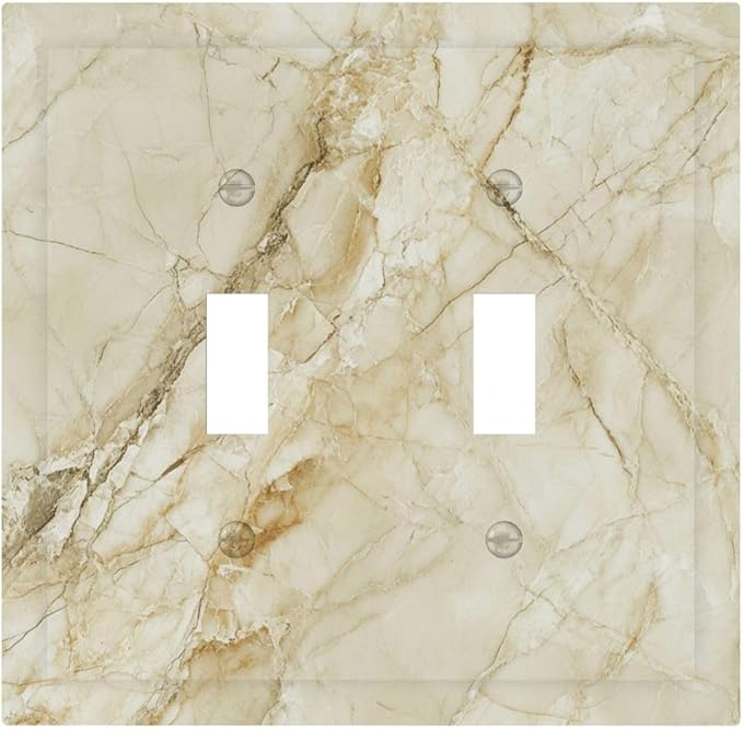 Light Switch Cover Plate Creamy Beige Marble Abstract Minimalism 2 Gang Double Switch Plate Covers Toggle Wallplate Decorative Outlet Covers Electrical Switchplate for Bathroom Home Decor