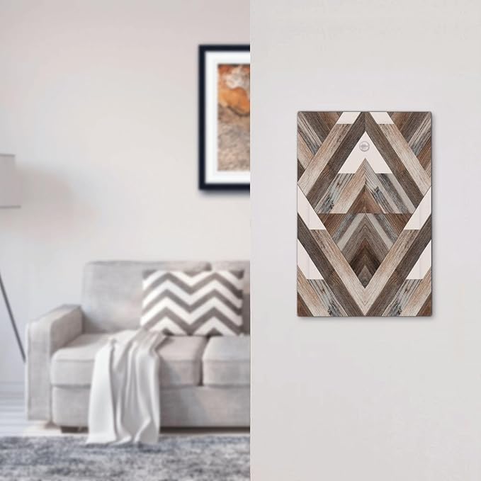 Polygon Collage Abstract Shapes Rustic Wood Panel Print Light Switch Cover Plate 1 Gang No Device Blank Electrical Wall Plates Faceplate Decorative Switch Plate Covers for Farmhouse Bedroom Decor