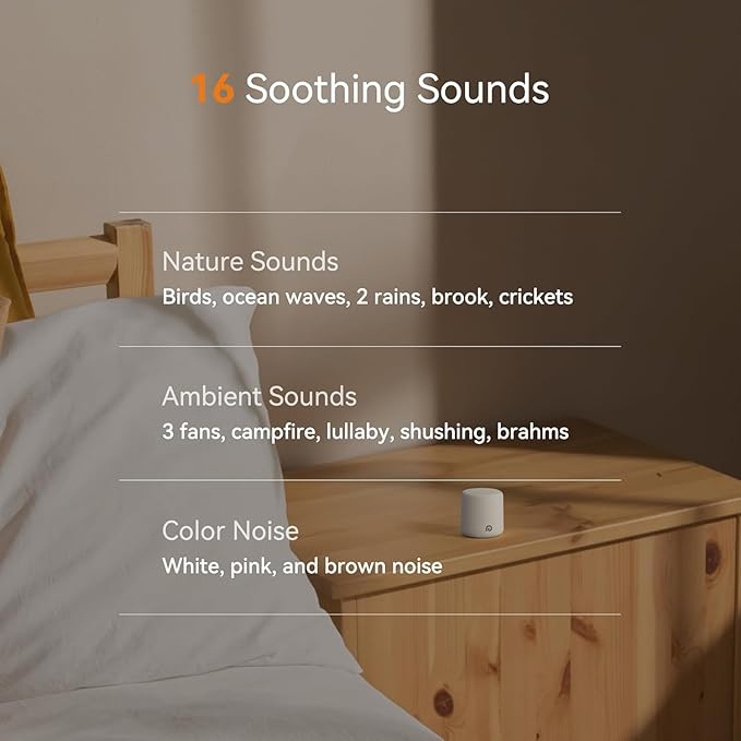 Dreamegg Travel White Noise Machine - Portable Sound Machine for Baby Adults, Travel Sound Machine for Sleep, 16 Nature Sound, Timer, White Noise Machine for Sleeping Gift, 2 Pack, White&Wood