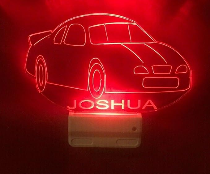 MIRROR MANIA Night Light Multi Color Personalized LED Plug-in, Ultra-Slim Touch Night Light Smart Dusk to Dawn Sensor, Kids Children's Bedroom Kitchen Bathroom Hallway Play Room Variations (Car)