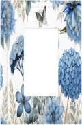Blue Floral Hydrangea Floral Butterfly Flower Plant Decorative Outlet Covers 1 Gang Single Rocker Light Switch Cover Plate Wall Plates GFCI Faceplate for Bedroom Living Room Decor