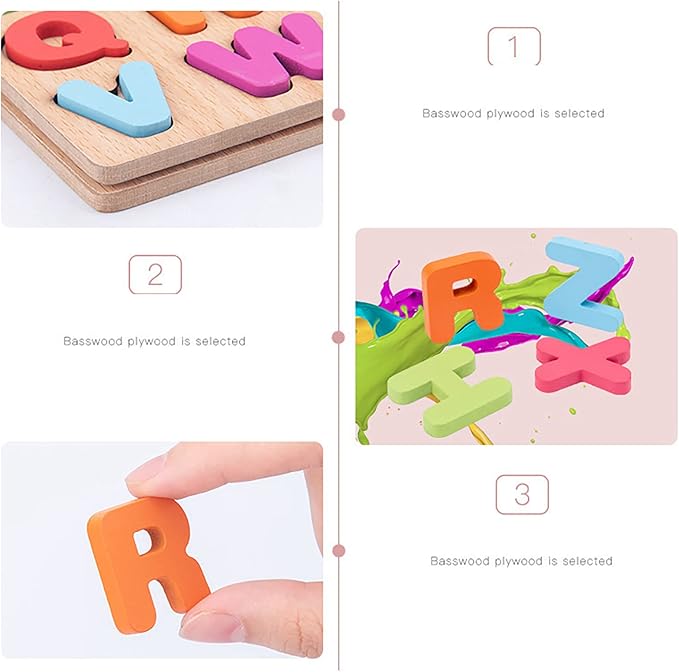 Wooden Puzzles for Toddlers, 2pack Alphabet Shape Puzzles for Kids Wooden Montessori Toddler Alphabet Number Shape for Kids 3 Years Old Boys & Girls