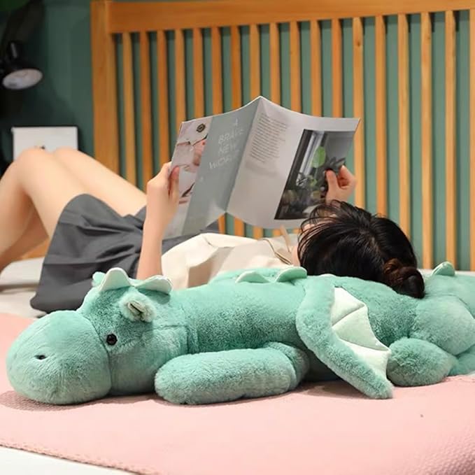 Weighted Stuffed Animals 10Lbs 35.4", Green Weighted Dragon Stuffed Animal for Kids and Adults, Heavy Weighted Stuffed Animals for Comfort and Relaxation