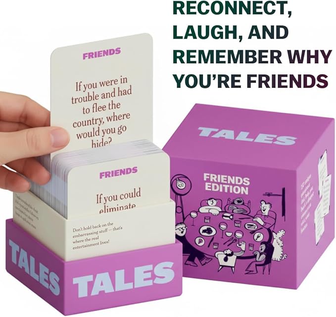 TALES 150 Conversation Cards, Friends Edition, Fun Friend Games for Adults, Teens, Kids, Perfect for Parties, Game Nights, Gifts & Gatherings, Conversations with Friends, Meaningful Connections