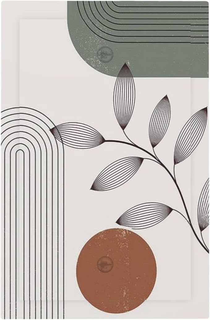 Light Switch Cover Plate Sage Green Boho Nature Art Minimalist Geometric Plant 1 Gang No Device Blank Electrical Wall Plates Faceplate Decorative Switch Plate for Bedroom living Room Decor