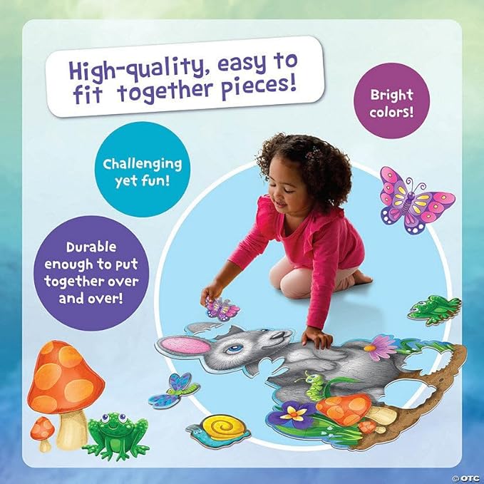 Peaceable Kingdom Shimmery Bunny Shaped 41 Piece Floor Puzzle, 3 feet x 2 feet - Great Easter Basket Stuffers and Easter Gifts for 3 Year Olds, 4 Year Olds & Up