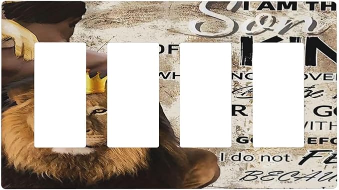 Quotes African Man Afro Lion 4 Gang Quad Rocker Light Switch Cover Plate Decorative Electric Faceplate Switchplate Living Room Bedroom Decorate Jumbo Screwless