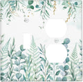 Boho Green Eucalyptus Leaf Floral Sage Flower Wallplates 1 Toggle 1 Duplex Switch Plate Electrical GFCI Faceplate Decorative Light Switch Covers for Bedroom Living Room Decor