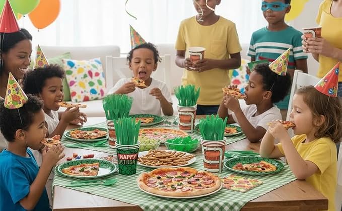 140 PCS Turtle Birthday Party Decorations Set - Turtle Cartoon Theme Plates Napkins Disposable Paper Cups Tableware Set Birthday Party Supplies for Boys Girls