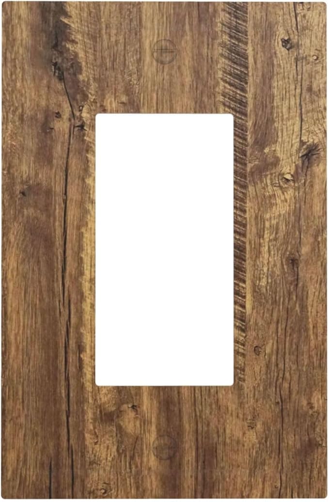 Rustic Brown Wood Distressed Wood Print Decorative Outlet Covers 1 Gang Single Rocker Light Switch Cover Plate Wall Plates GFCI Faceplate for Farmhouse Home Decor