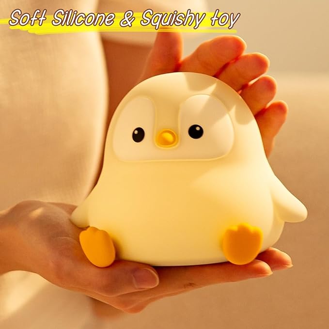YR YRHH-PET Penguin Night Light for Kids, Squishy Rechargeable Penguin Lamp, Cute White Elephant Christmas Gifts, Dimmable Touch Penguins Nightlight, Boy Girl Baby Nursery Room College Animal Décor