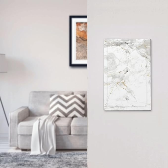 White Marbling Golden Stream Lines Print Light Switch Cover Plate 1 Gang No Device Blank Electrical Wall Plates Faceplate Decorative Switch Plate Covers for Bathroom Kitchen Decor