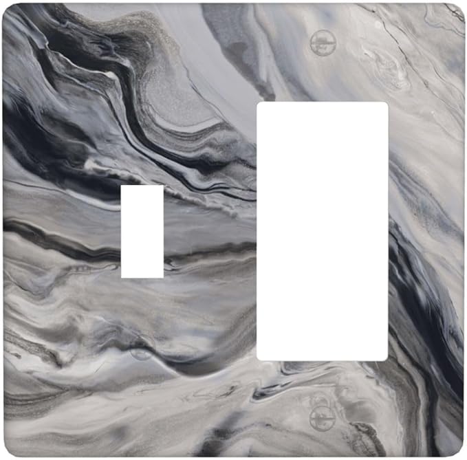 Grey And White Marble Abstract Art Print Outlet Covers 1 Toggle 1 Rocker Combination Decorative Wall Plate Electrical Switch Plates Light Switch Cover Plate for Bathroom Kitchen Decor
