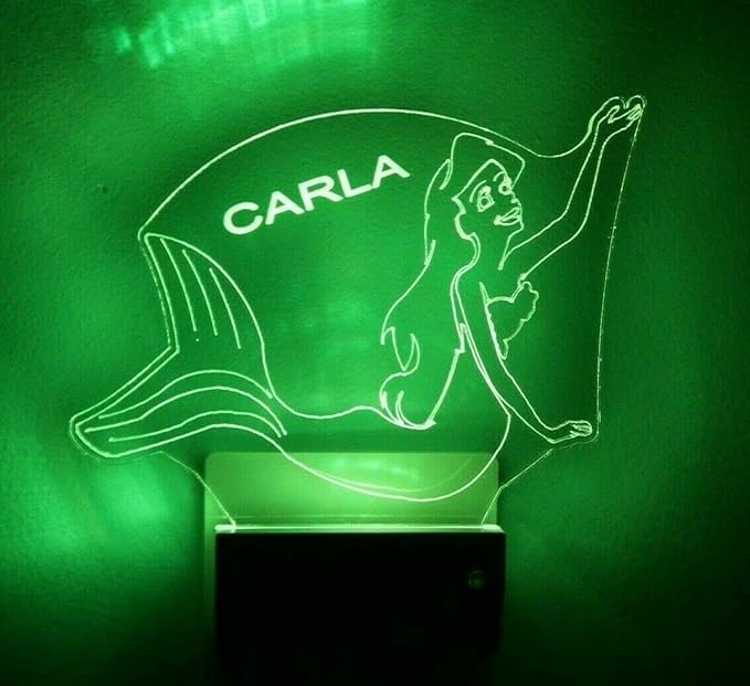 MIRROR MANIA Night Light Multi Color Personalized LED Plug-in, Ultra-Slim Touch Night Light Smart Dusk to Dawn Sensor, Kids Children's Bedroom Kitchen Bathroom Hallway Play Room Variations (Mermaid)