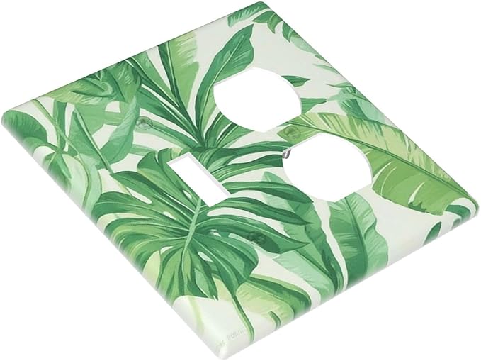 Wallplates Tropical Palm Tree Leaf Green Plant 1 Toggle 1 Duplex Switch Plate Electrical Gfci Faceplate Decorative Light Switch Covers For Bed Room Living Room Decor