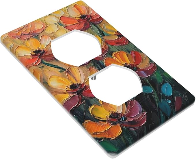 Decorative Art Light Switch Covers Color Flower Blaze 1 Gang Single Duplex Outlet Wall Plate Switchplate Electrical Faceplate for Home Decor