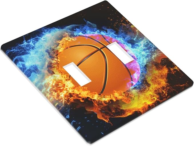 Basketball Double Light Switch Cover Plates Decorative 2 Gang Wall Plate Double Toggle Lightswitch Cover