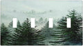 Forest Pinetrees Misty Landscape Nature Light Switch Covers Quad Toggle 4 Gang Wall Plate Decorative Switch Plates Electrical Faceplate for Bedroom Farmhouse Decor
