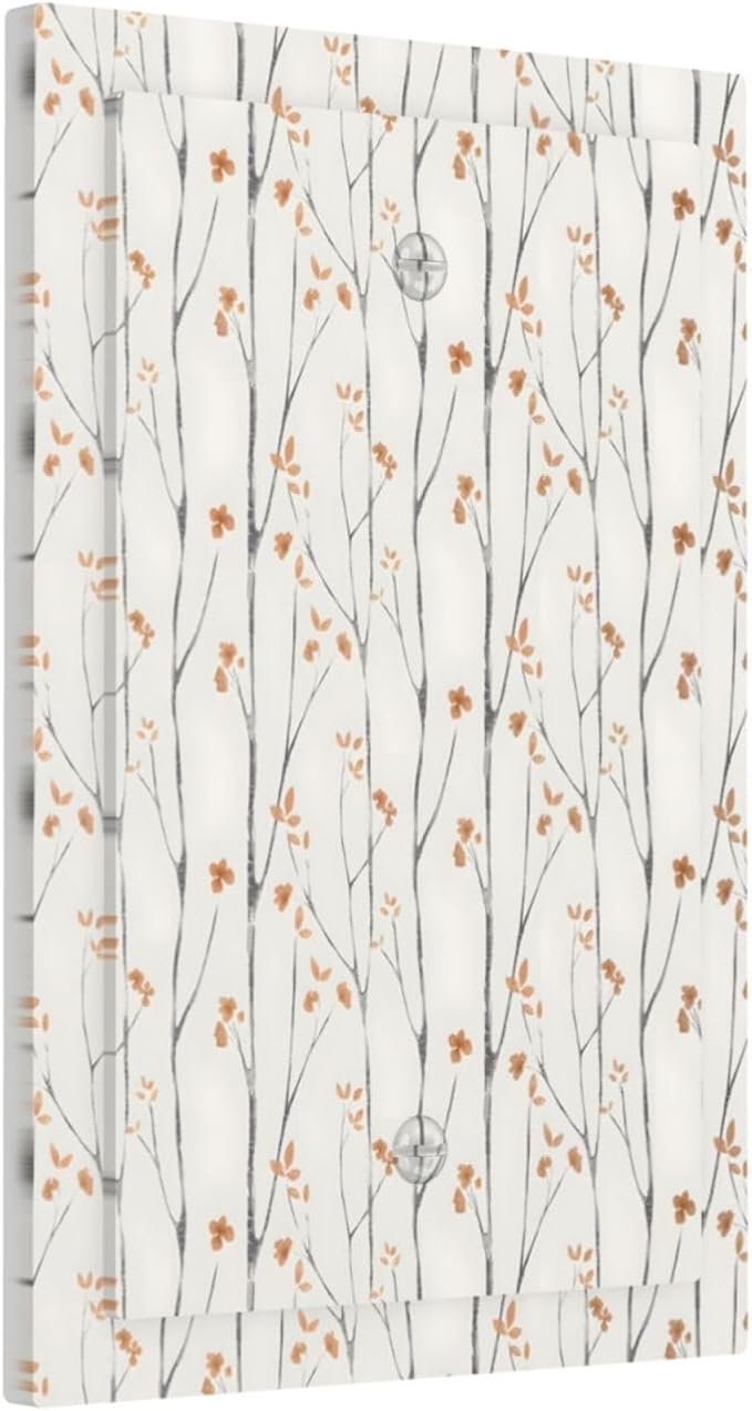 Boho Floral Watercolor Tree Branch Flower Minimalist Light Switch Cover Plate 1 Gang No Device Blank Electrical Wall Plates Faceplate Decorative Switch Plate Covers for Bedroom Living Room Decor