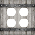 Decorative Outlet Covers Rustic Barn Door Vintage Farmhouse Country 2 Gang Double Duplex Light Switch Cover Wall Plates Electrical Socket Cover Art Faceplate for Bedroom Carbin Decor