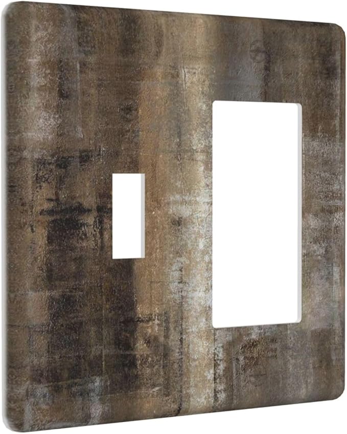 Outlet Covers Tan Brown Rustic Abstract Wood Vintage Wooden 2 Gang Combo Light Switch Cover Plate Toggle Rocker Wallplates Decorative Switch Plates and Outlet Covers for Farmhouse Home Decor