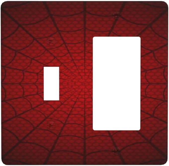Light Switch Cover Red Black Spider Web 2 Gang Toggle Rocker Combo Socket Cover Wall Plates Decorative Switch Plates and Outlet Covers for Kids Room Home Decor
