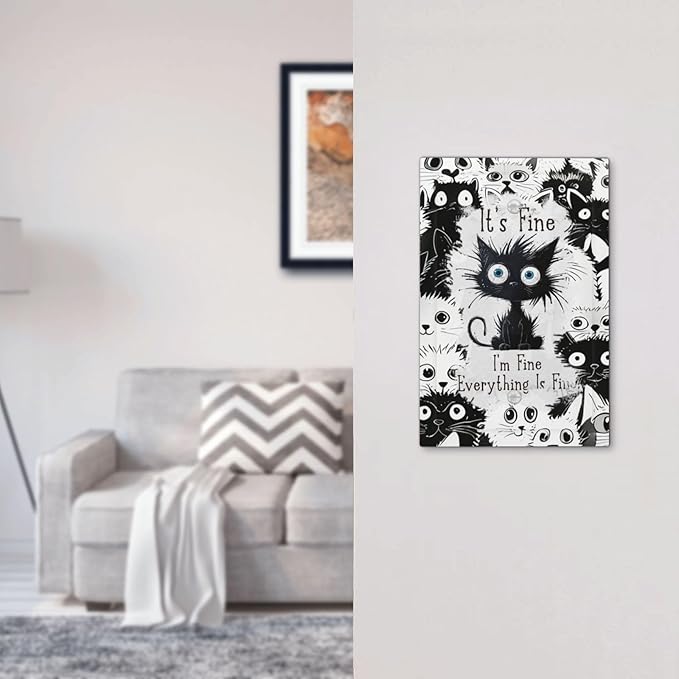 Funny Black Cat Inspirational Quotes Patterns Light Switch Cover Plate 1 Gang No Device Blank Electrical Wall Plates Faceplate Decorative Switch Plate Covers for Kids Room Nursery Decor